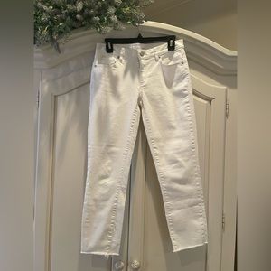 LOFT Raw Hem White Jeans, Size 2.